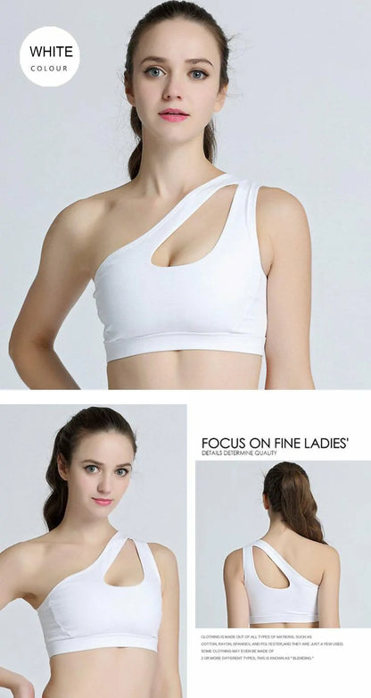 Yogalish One-Shoulder Sports Bra: Sexy, Wire-Free, Push-Up Crop Top