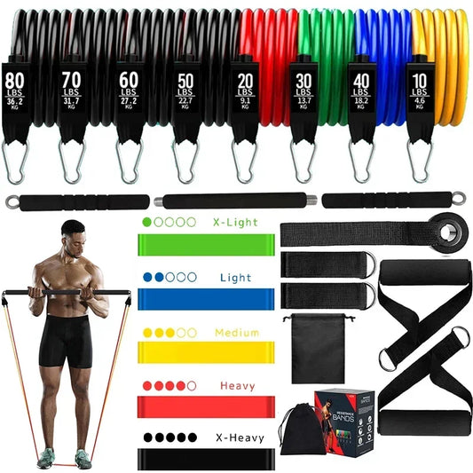 Complete Home Gym Bodybuilding Resistance Band Workout Kit